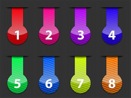 simsearch:400-06101480,k - Glossy colorful web interface elements with numbers. Vector illustration Stock Photo - Budget Royalty-Free & Subscription, Code: 400-06473346