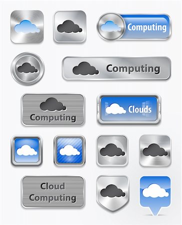 Metallic and glossy collection of Cloud computing and cloud elements. Vector illustration Stock Photo - Budget Royalty-Free & Subscription, Code: 400-06473347