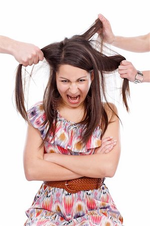person screaming pulling hair - Frustrated teenager with hands pulling her hair Stock Photo - Budget Royalty-Free & Subscription, Code: 400-06473688