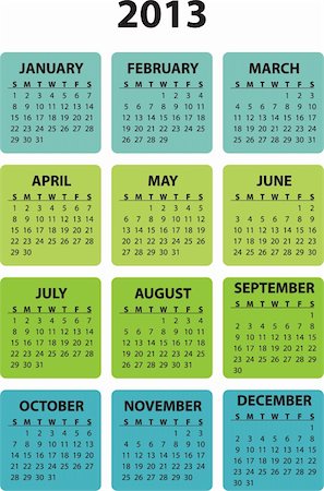 Full editable 2013 vector calendar Foto de stock - Royalty-Free Super Valor e Assinatura, Número: 400-06473708