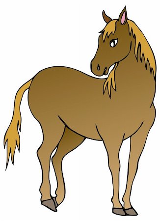 Brown horse on white background - vector illustration. Foto de stock - Royalty-Free Super Valor e Assinatura, Número: 400-06473703