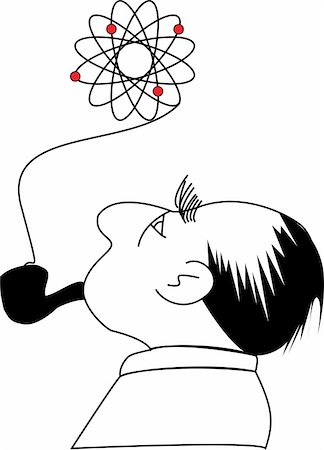 Cartoon vector illustration of a man with smoking a pipe where smoke transforms into a atom model Foto de stock - Royalty-Free Super Valor e Assinatura, Número: 400-06473710