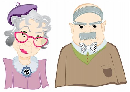 Portrait of grandfather and grandmother on illustration Stock Photo - Budget Royalty-Free & Subscription, Code: 400-06473768