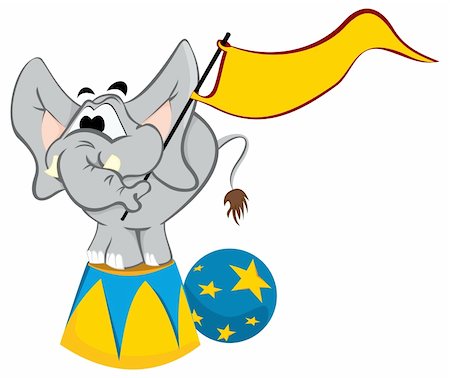 simsearch:400-09120523,k - Circus elephant on platform with empty flag Stock Photo - Budget Royalty-Free & Subscription, Code: 400-06473762