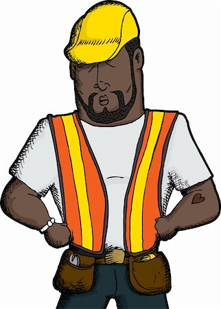 Muscular Black construction worker with heart tattoo Stock Photo - Budget Royalty-Free & Subscription, Code: 400-06473852