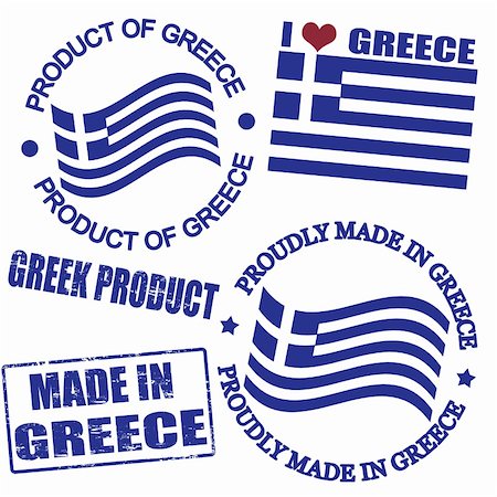 simsearch:400-06473938,k - Set of stamps and labels with the text made in Greece written inside Foto de stock - Super Valor sin royalties y Suscripción, Código: 400-06473938