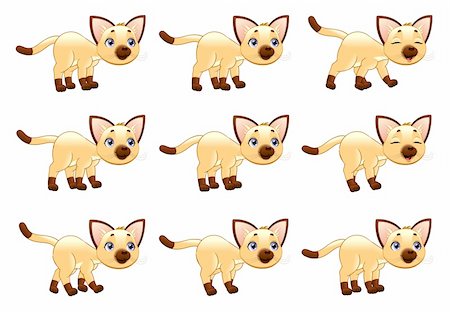 Cat walking animation. Cartoon vector isolated objects.  Separate layers: Head, Ears, Body1, Body2, Tail, Front Leg x 2, Rear Leg x 2, Paws x 4 Stock Photo - Budget Royalty-Free & Subscription, Code: 400-06484283