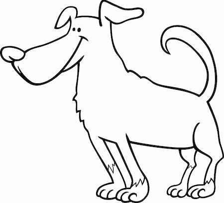 sitting colouring cartoon - Black and White Cartoon Illustration of Funny Standing Dog for Coloring Book or Coloring Page Stock Photo - Budget Royalty-Free & Subscription, Code: 400-06484393