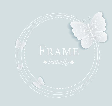 frame with butterflies on a gray background Stock Photo - Budget Royalty-Free & Subscription, Code: 400-06484622