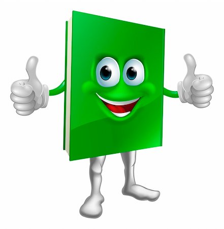 simsearch:400-06525993,k - A cartoon green thumbs up book mascot man education concept Foto de stock - Super Valor sin royalties y Suscripción, Código: 400-06484675