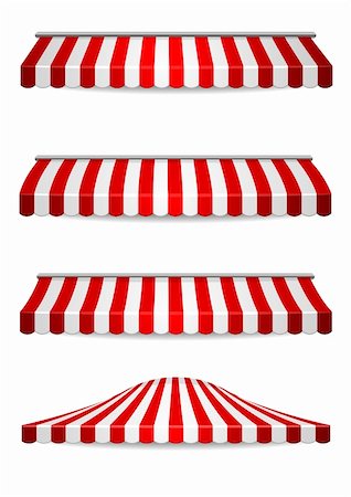 detailed illustration of set of striped awnings Photographie de stock - Aubaine LD & Abonnement, Code: 400-06484699