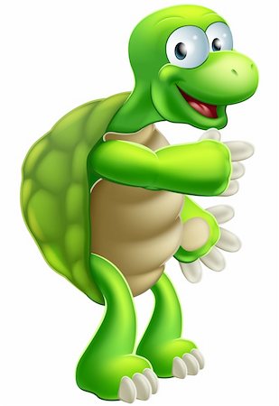 An illustration of a cute cartoon tortoise or turtle character pointing at something Stock Photo - Budget Royalty-Free & Subscription, Code: 400-06484693