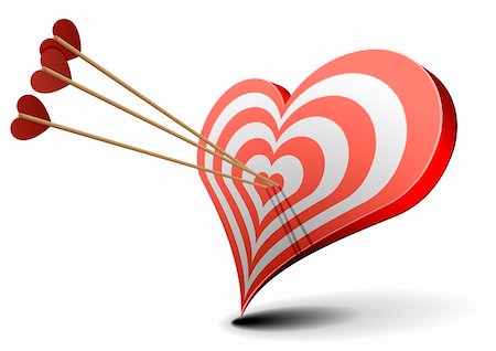 valentine's day concept, arrows hitting a heart shaped target Stock Photo - Budget Royalty-Free & Subscription, Code: 400-06484770