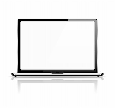 Laptop with reflection on white background, vector eps10 illustration Stock Photo - Budget Royalty-Free & Subscription, Code: 400-06484790