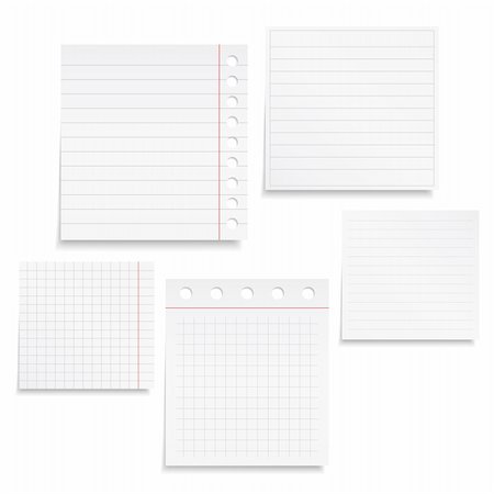 simsearch:400-09224024,k - Set of different notebook paper, vector eps10 illustration Stock Photo - Budget Royalty-Free & Subscription, Code: 400-06484801