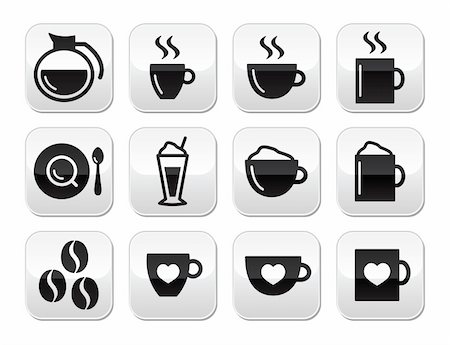 spoon icons - Black coffee modern buttons - coffee beans, mug, cup, types of coffee Stock Photo - Budget Royalty-Free & Subscription, Code: 400-06484926