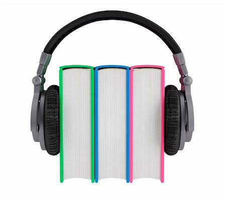 saracin (artist) - Headphones worn by the three colorful books Foto de stock - Super Valor sin royalties y Suscripción, Código: 400-06484951