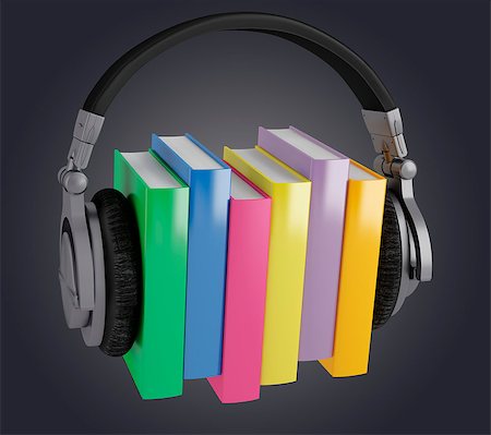 saracin (artist) - Headphones worn by the three colorful books Foto de stock - Super Valor sin royalties y Suscripción, Código: 400-06485273