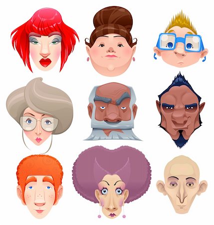 Kind of people. Vector and cartoon isolated characters Stock Photo - Budget Royalty-Free & Subscription, Code: 400-06480003