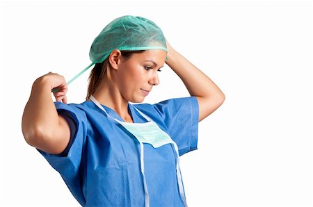 ruigsantos (artist) - Young female surgeon getting ready for a surgery, isolated in a white background Fotografie stock - Microstock e Abbonamento, Codice: 400-06480039