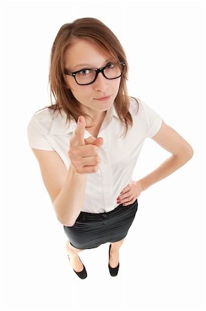 Disapointed business woman wagging her finger. Shot over white background Stock Photo - Budget Royalty-Free & Subscription, Code: 400-06480082