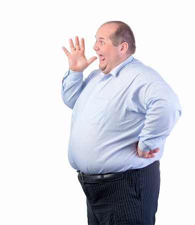 fat man scream - Fat Man in a Blue Shirt, Shouting, isolated Stock Photo - Budget Royalty-Free & Subscription, Code: 400-06480137