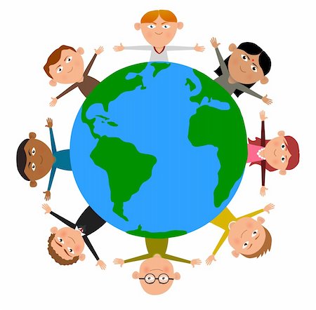 simsearch:400-05713770,k - Cartoon Illustration of children surrounding the Earth Stock Photo - Budget Royalty-Free & Subscription, Code: 400-06480348