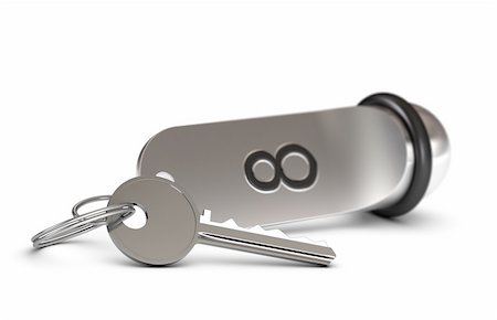 key and keyring of an hotel with the number height over white background with blur effect - depth of field Stock Photo - Budget Royalty-Free & Subscription, Code: 400-06480350