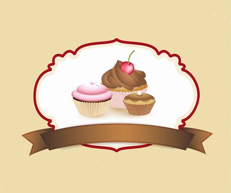 cupcake card in vintage style a retro 4 Stock Photo - Budget Royalty-Free & Subscription, Code: 400-06480574