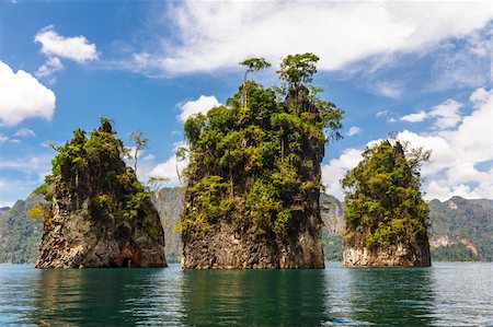 Three rocks in Cheow Lan Lake, Khao Sok National Park, Thailand. Stock Photo - Budget Royalty-Free & Subscription, Code: 400-06480647