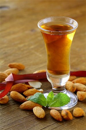 Almond liquor amaretto with whole nuts Stock Photo - Budget Royalty-Free & Subscription, Code: 400-06480785