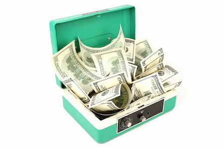 a lot of one hundred dollars banknotes in cash box isolated with soft shadow over white background Foto de stock - Super Valor sin royalties y Suscripción, Código: 400-06481019