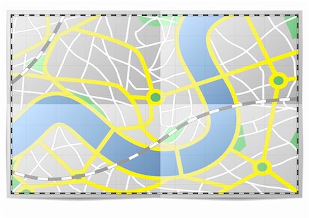 illustration of a folded city map Photographie de stock - Aubaine LD & Abonnement, Code: 400-06481581