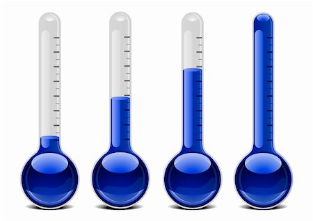 illustration of blue thermometers with different levels Stock Photo - Budget Royalty-Free & Subscription, Code: 400-06481607