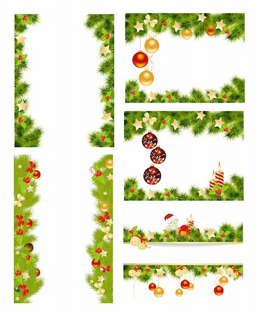 Set of christmas background with toys. Vector illustration. Stock Photo - Budget Royalty-Free & Subscription, Code: 400-06481697