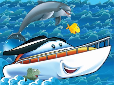 dolphin speed - illustration for the children Stock Photo - Budget Royalty-Free & Subscription, Code: 400-06481750