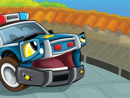police car with siren - illustration for the children Stock Photo - Budget Royalty-Free & Subscription, Code: 400-06481763