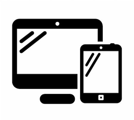 symbols in computers wifi - Desktop computer and tablet PC black vector icon Stock Photo - Budget Royalty-Free & Subscription, Code: 400-06482018