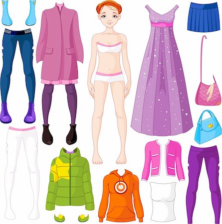 Paper doll with clothing set Stock Photo - Budget Royalty-Free & Subscription, Code: 400-06482048