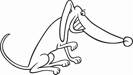 dog shake hand - Cartoon Illustration of Funny Smiling Mongrel Dog for Coloring Book Stock Photo - Budget Royalty-Free & Subscription, Code: 400-06482134