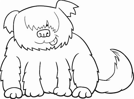 sitting colouring cartoon - Cartoon Illustration of Funny Shaggy Sheepdog or Bobtail Dog for Coloring Book Stock Photo - Budget Royalty-Free & Subscription, Code: 400-06482138