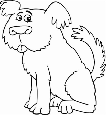 simsearch:400-06429559,k - Cartoon Illustration of Funny Shaggy Sheepdog or Bobtail Dog for Coloring Book or Coloring Page Photographie de stock - Aubaine LD & Abonnement, Code: 400-06482144