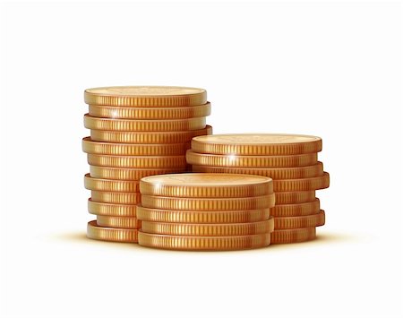 Vector illustration stacks of golden coins isolated on a white background. Stock Photo - Budget Royalty-Free & Subscription, Code: 400-06482165