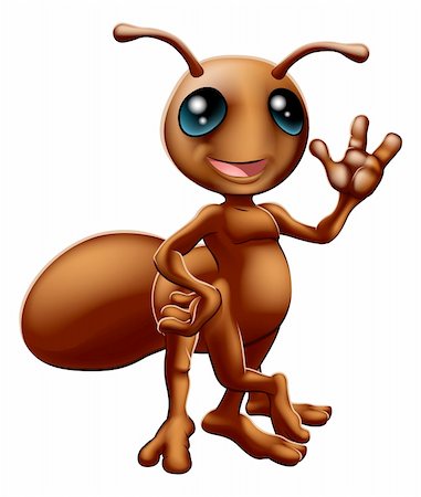 Illustration of a happy cute cartoon ant mascot waving Stock Photo - Budget Royalty-Free & Subscription, Code: 400-06482359