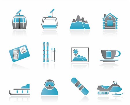 snowboards vector - Ski Track and sport icons - vector icon set Stock Photo - Budget Royalty-Free & Subscription, Code: 400-06482402