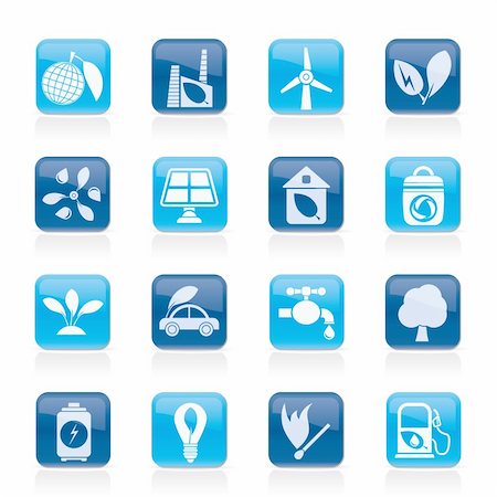 solar panels business - Green, Environment and ecology Icons - vector icon set Stock Photo - Budget Royalty-Free & Subscription, Code: 400-06482578