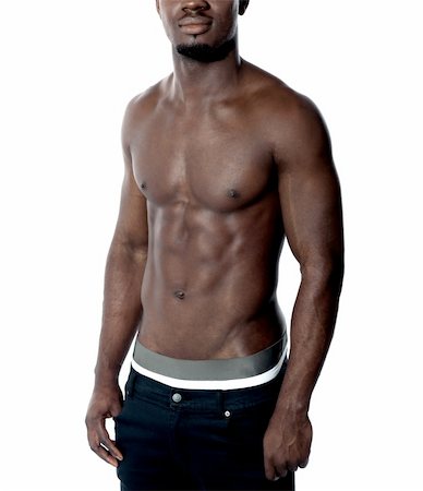 Cropped image shirtless fit african guy posing in style Stock Photo - Budget Royalty-Free & Subscription, Code: 400-06482607