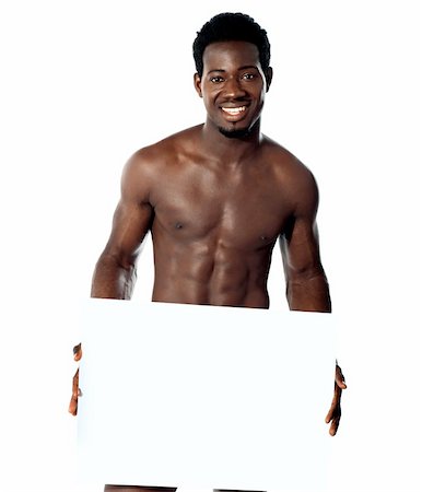 Young muscular man holding blank billboard isolated over white Stock Photo - Budget Royalty-Free & Subscription, Code: 400-06482617