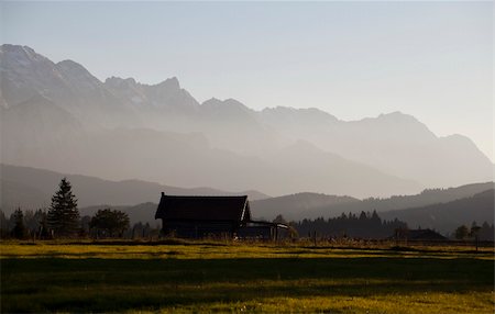 farm house in germany - old wooden farmhouse in Bavarian Alps before sunset Stock Photo - Budget Royalty-Free & Subscription, Code: 400-06482746