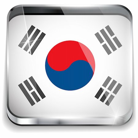 Vector - South Korea Flag Smartphone Application Square Buttons Stock Photo - Budget Royalty-Free & Subscription, Code: 400-06483120